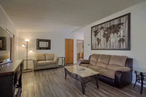 living room with couch and television