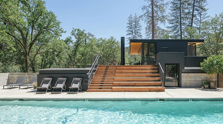 AutoCamp Yosemite exterior with pool