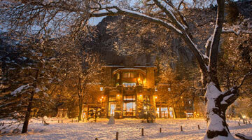 The Ahwahnee hotel in winter