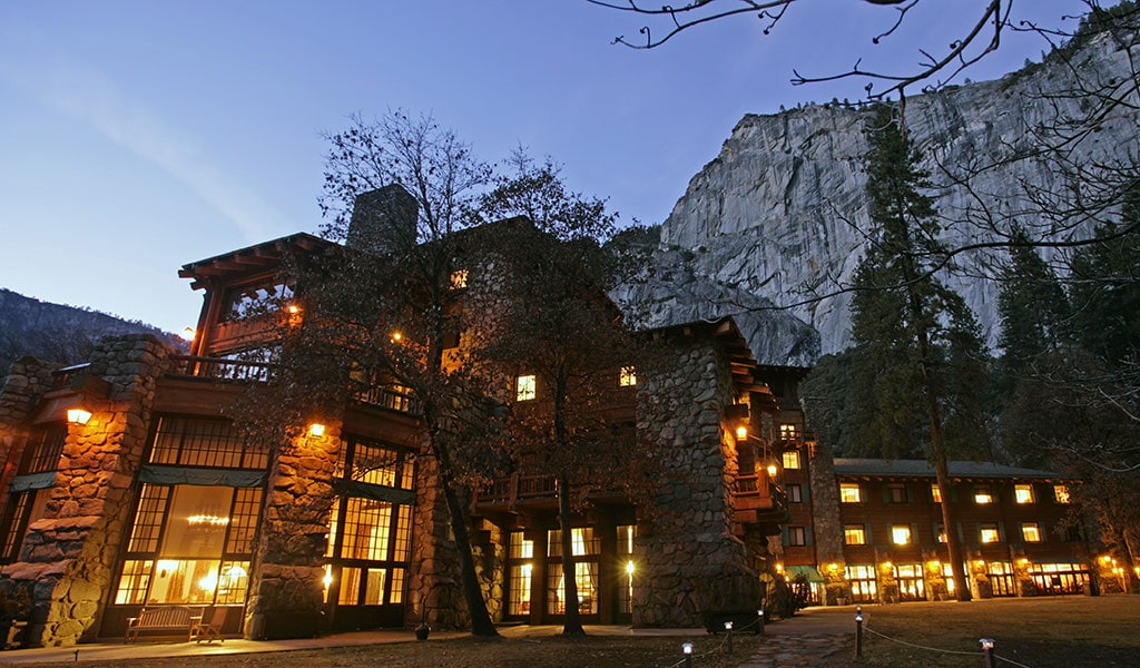 The Ahwahnee glowing in the evening light