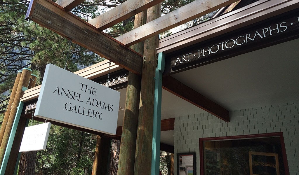 Sign for The Ansel Adams Gallery in Yosemite Valley.