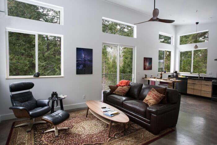 high ceiling living room