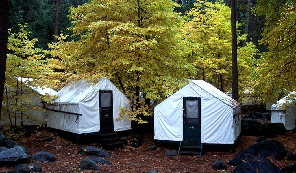 Curry Village tent cabins in fall