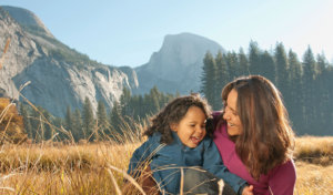 mom and kid in Yosemite