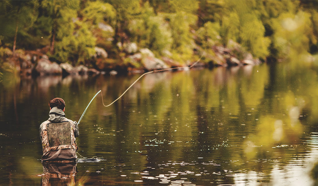 Fly fishing in the river