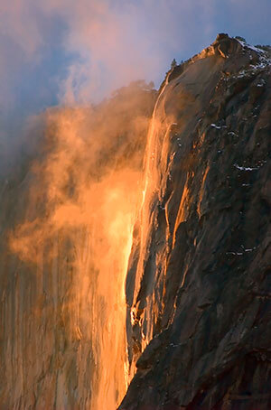 Horsetail falls natural firefall