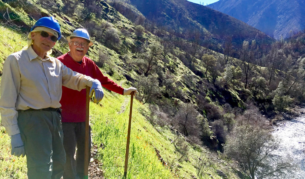 Volunteers doing trail work at Hites Cove