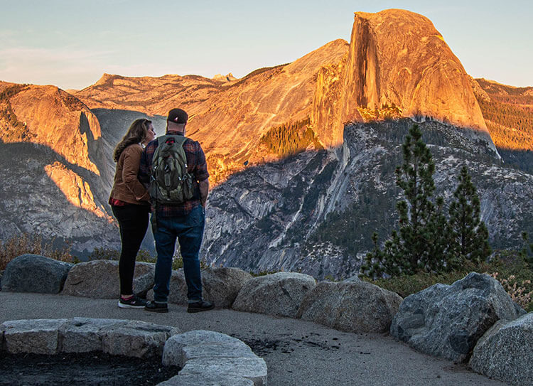 Couple at Glacier Point for sunset