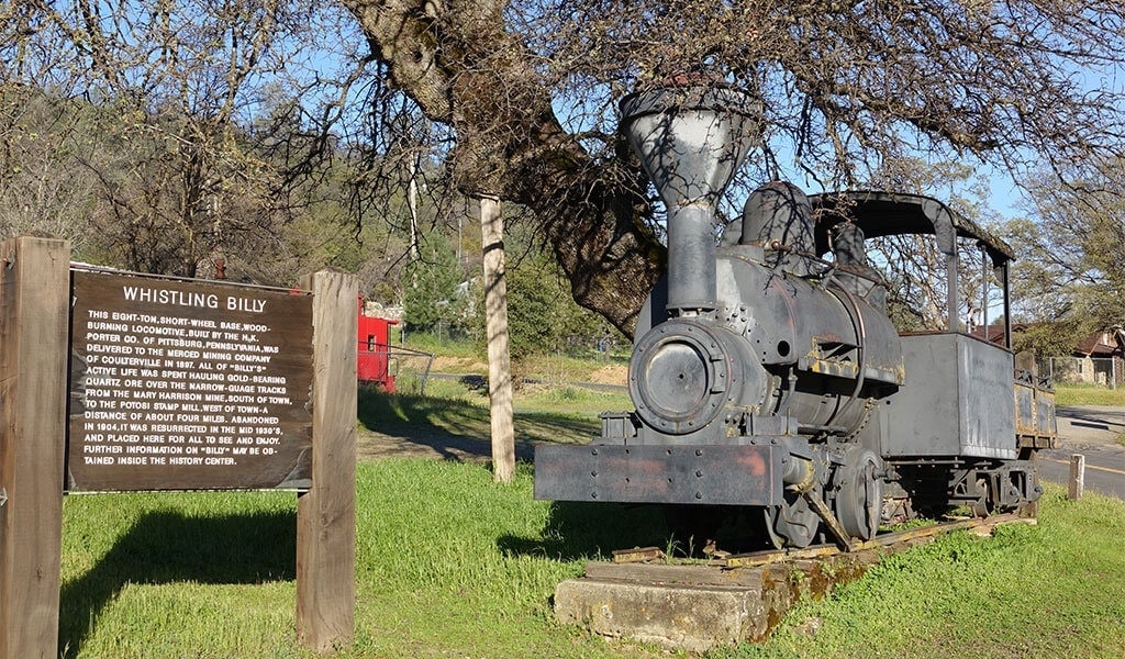 historic train in Coulterville, CA