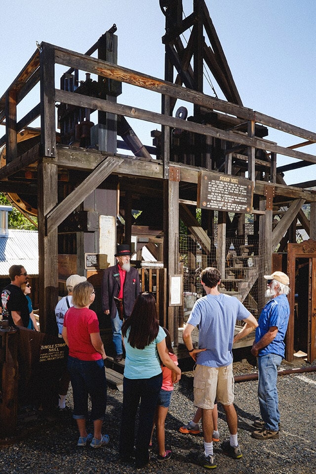 Group at the stamp mill at the Mariposa Museum and History Center