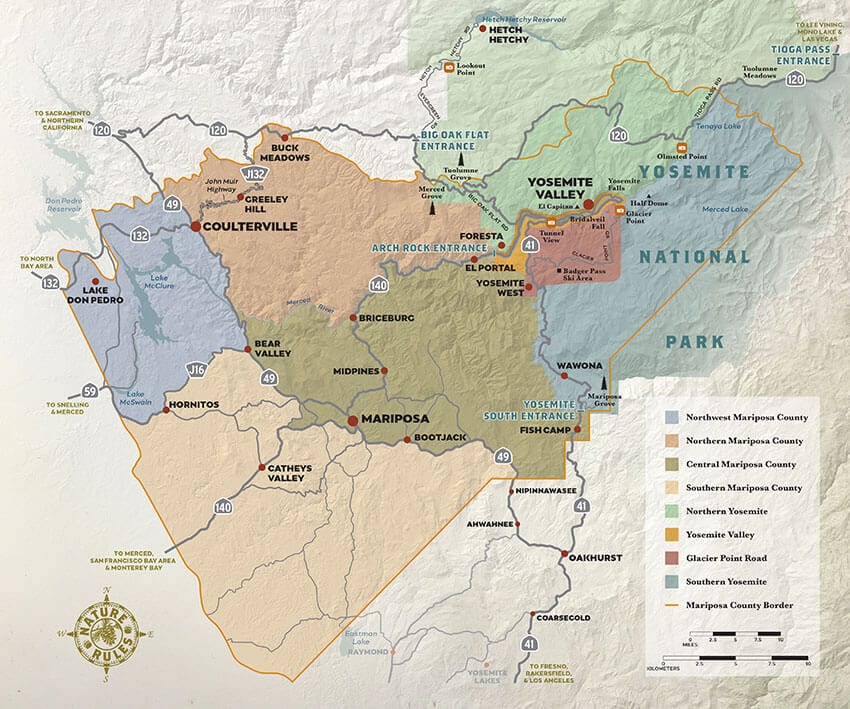Map of Yosemite Mariposa County regions