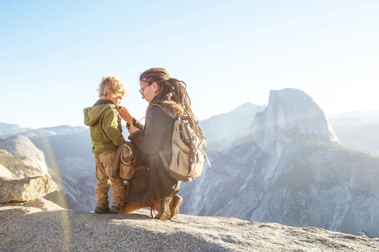 Mother child weather scenic