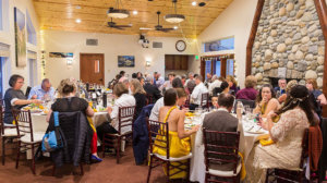 Wedding reception in The Redwoods in Yosemite's event space.