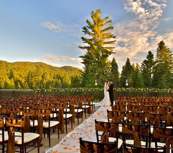 Tenaya Lodge at Yosemite wedding ceremony on the terrace