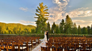 Tenaya Lodge at Yosemite wedding ceremony on the terrace