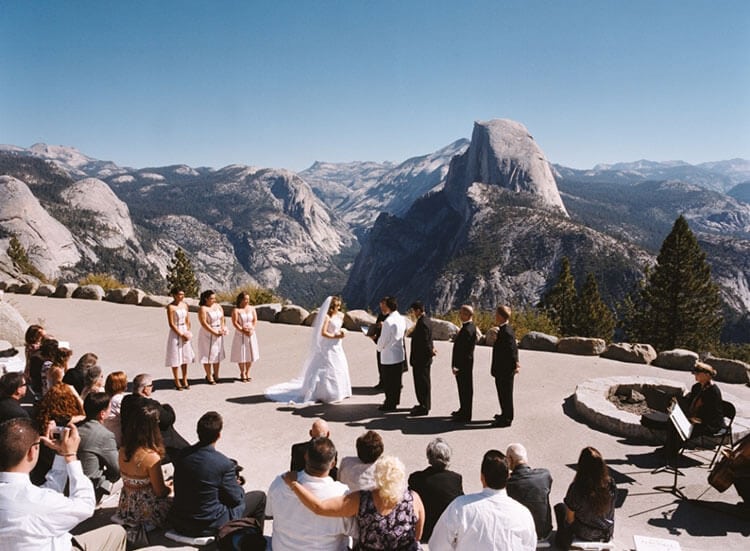 Iconic Yosemite National Park wedding at the Glacier Point amphitheater