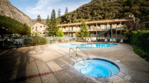 Yosemite View Lodge outdoor swimming pool and hot tub