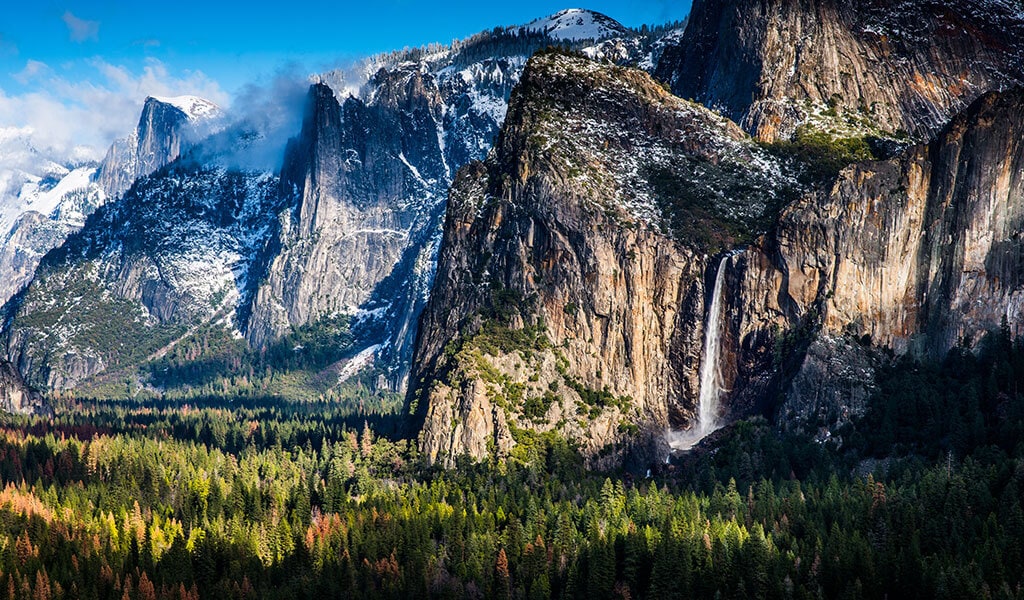 Bridalveil Fall Greets Visitors At Entrance To Yosemite Valley