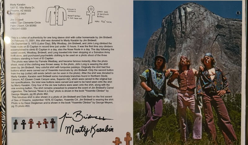 Famous Jim Bridwell shirt letter of authenticity