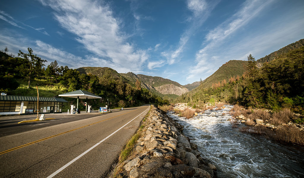 el portal market and gas station by the Merced River