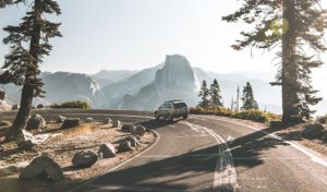 Driving to Glacier Point in Yosemite