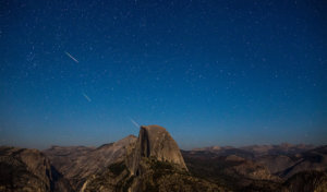 Shooting stars over Half Dome