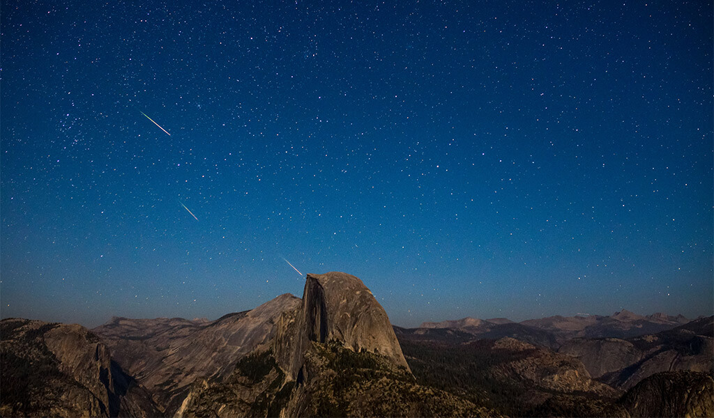 Shooting stars over Half Dome