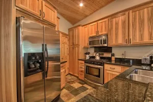 kitchen with wood cabinets