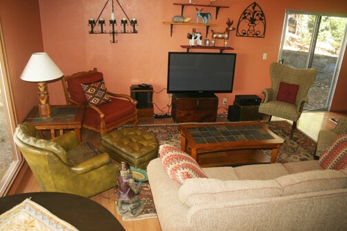 living area with television