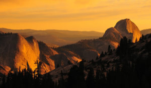 View of Half Dome from Olmsted Point at sunset