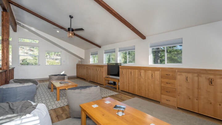 loft with seating and television