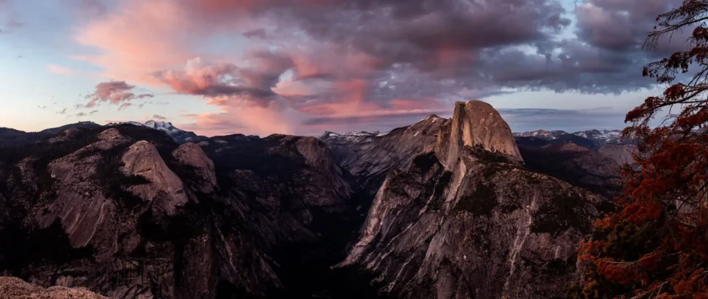 Yosemite skyline mountain range Half Dome travel responsibly