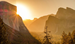 golden sunrise from tunnel view