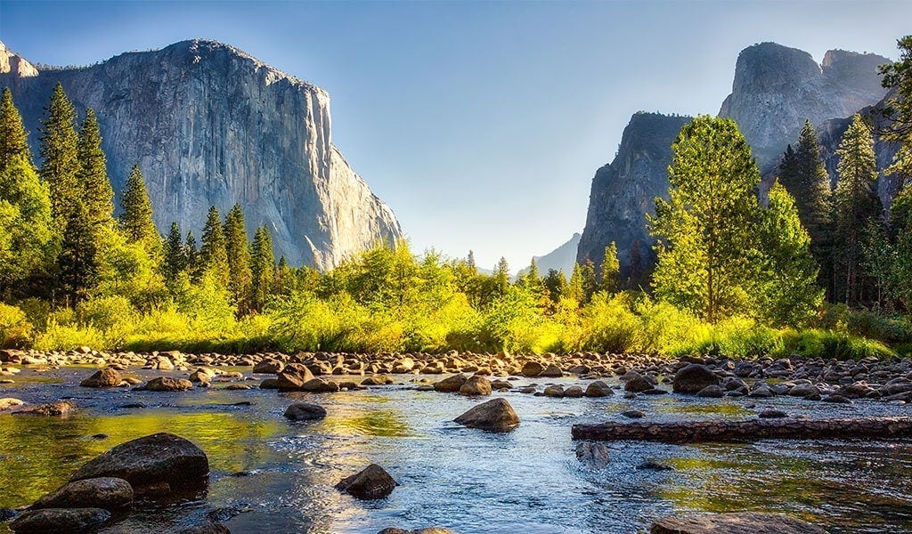 Morning light at Valley View in Yosemite Valley