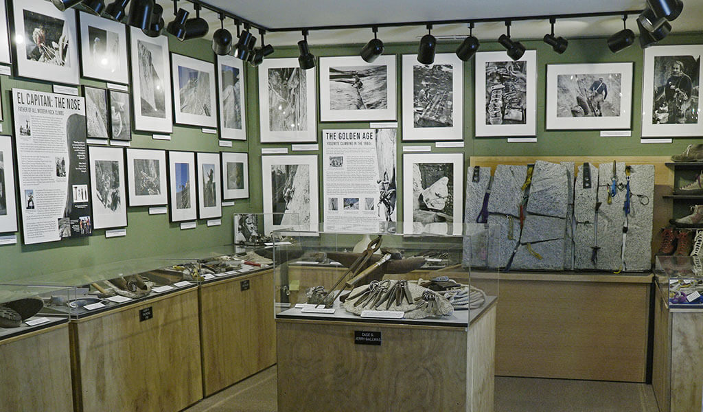 climbing exhibit at the Yosemite Climbing Association Museum and Gallery in Mariposa