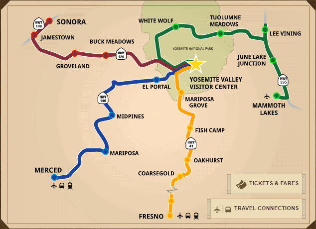 yosemite transportation map