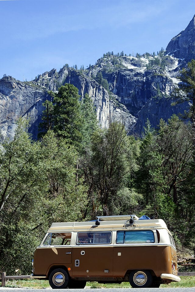 Camper van in Yosemite Valley