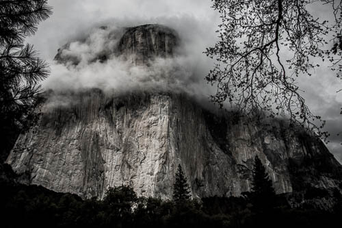 El Capitan in the clouds