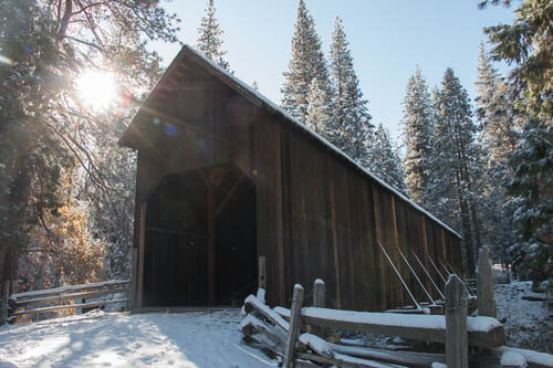 Wawona Pioneer History Center in winter