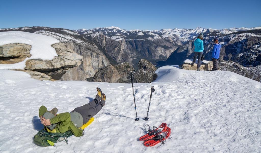 Hiking Yosemite in the snow is fun and relaxing.