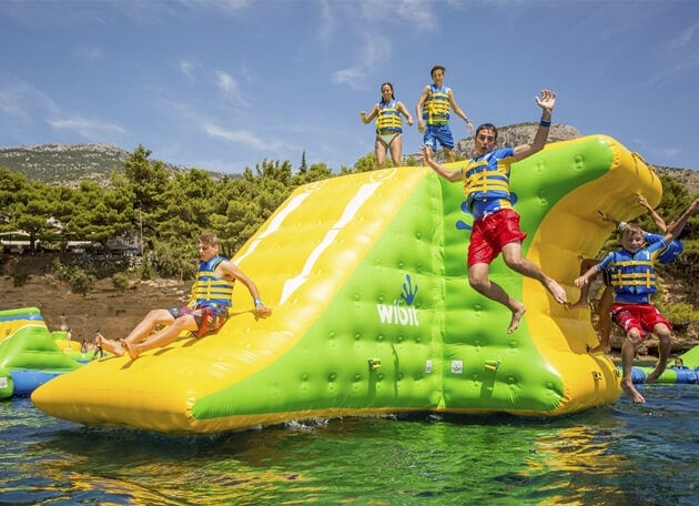 inflatable water tower at splash-n-dash aqua park