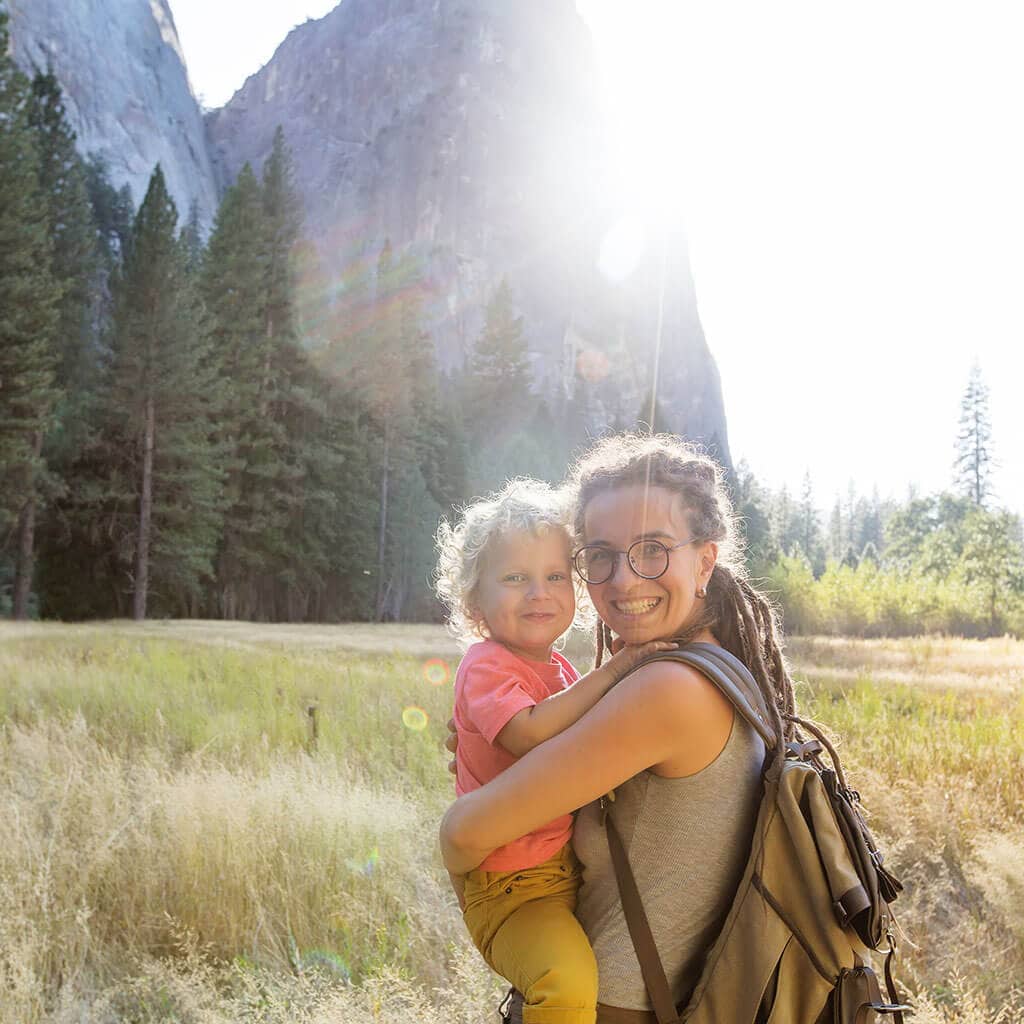 Mom and son in Yosemite Valley