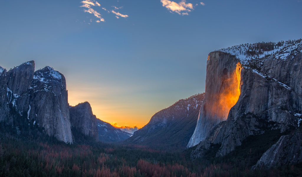 Horestail Falls natural firefall on El Capitan