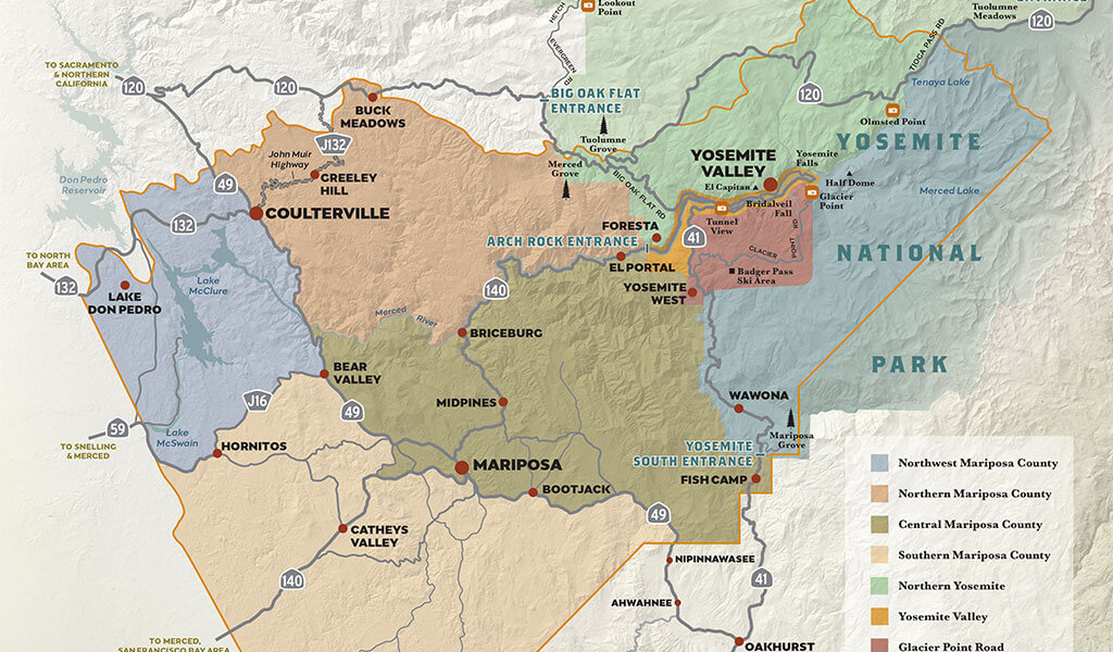 map of yosemite mariposa county regions