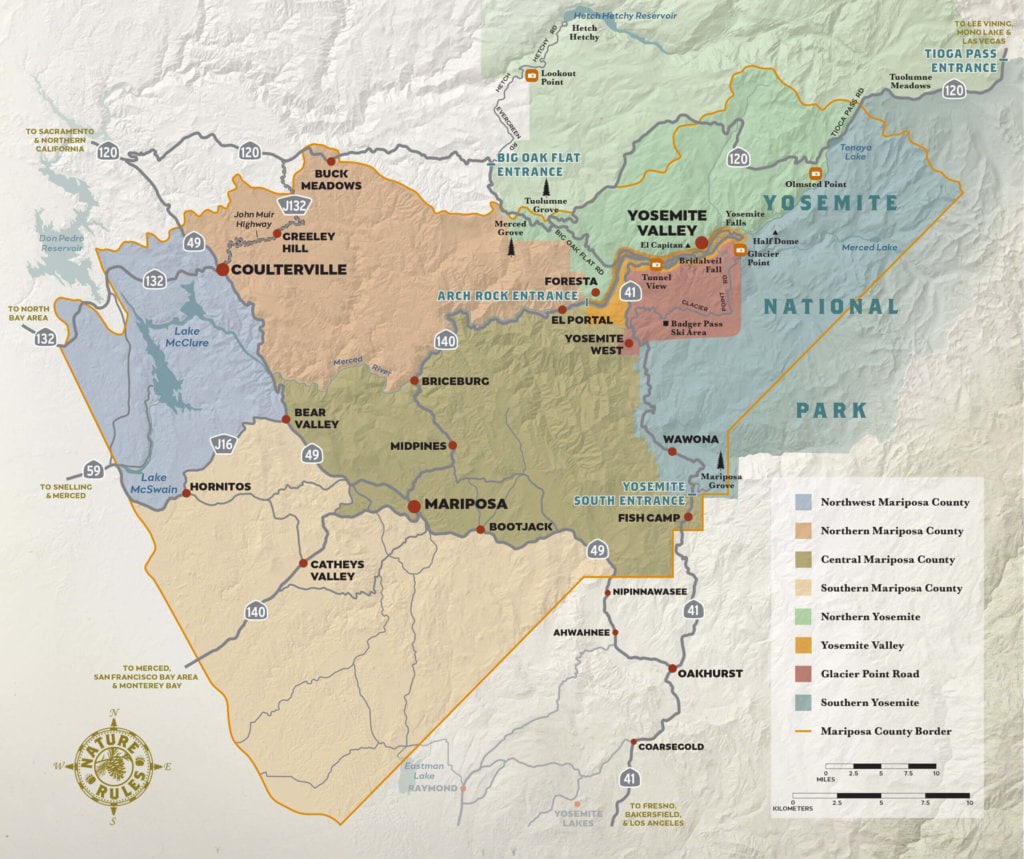 Map of Yosemite Mariposa County regions