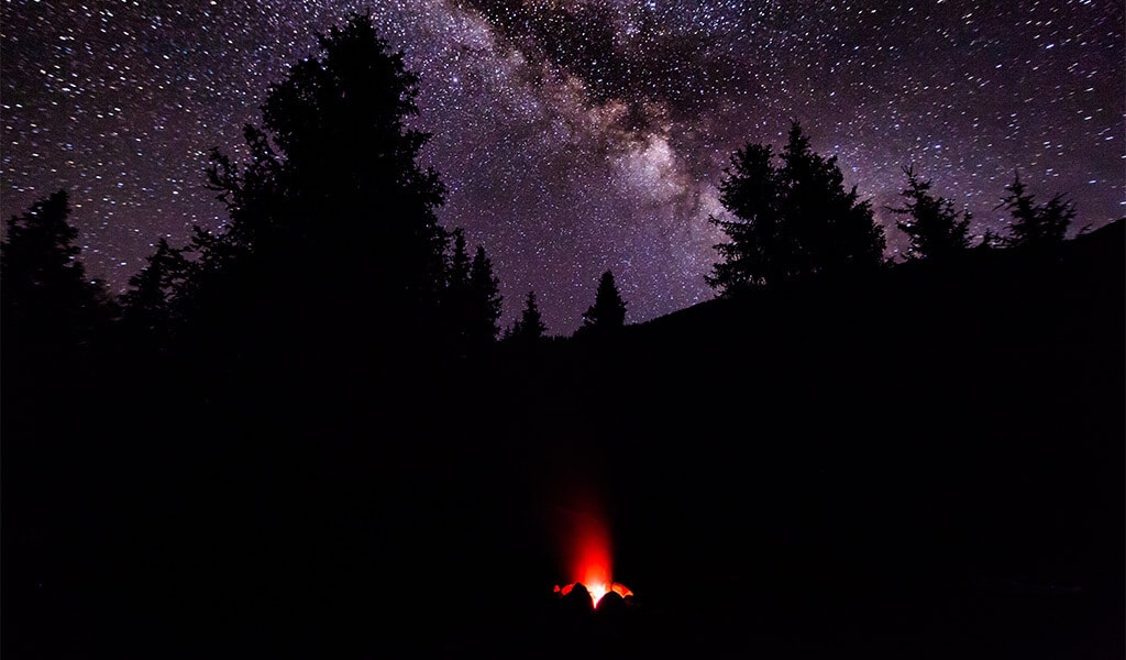 Night sky with campfire