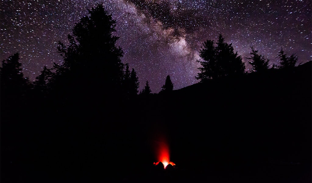 Night sky with campfire