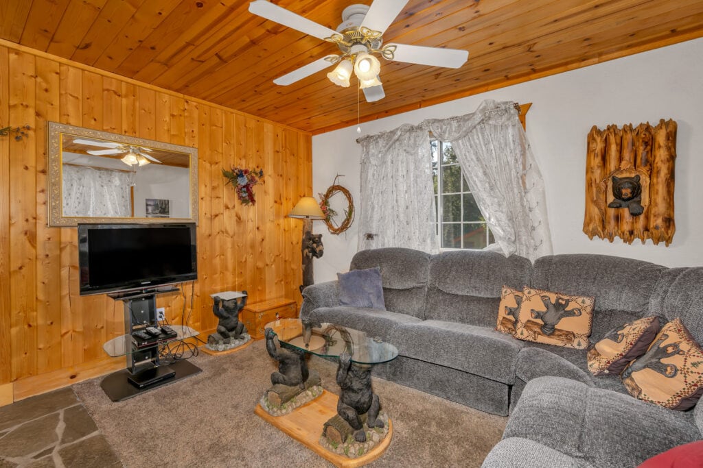 living room with couch and television