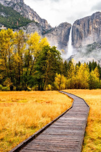 yosemite valley in fall from chapel meadow
