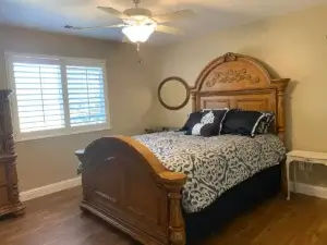 bedroom with ornate bed frame